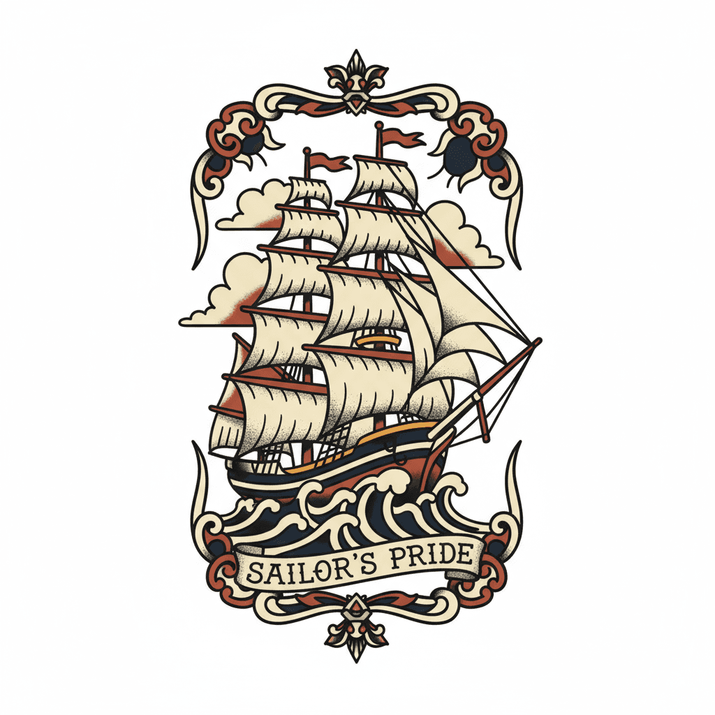 American Traditional tattoo flash design 111