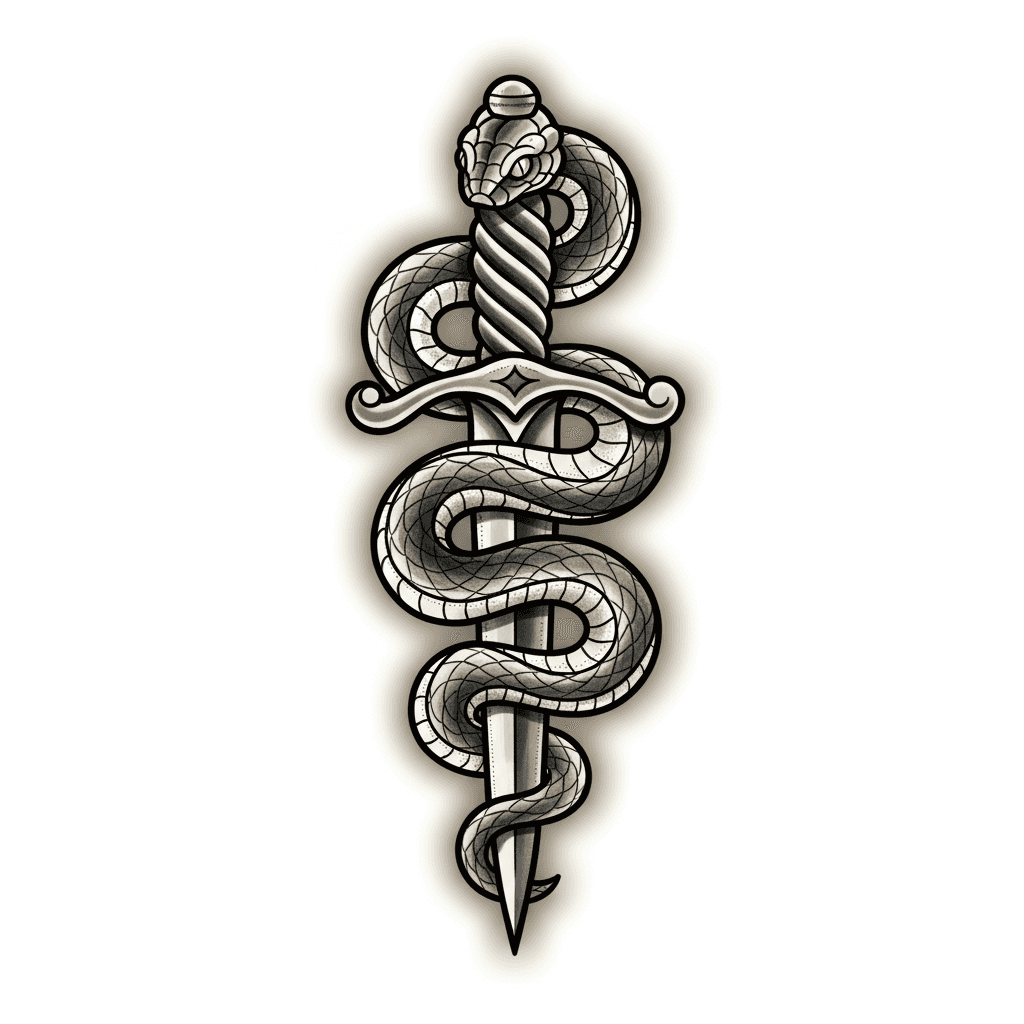 Black & Grey tattoo flash design 16