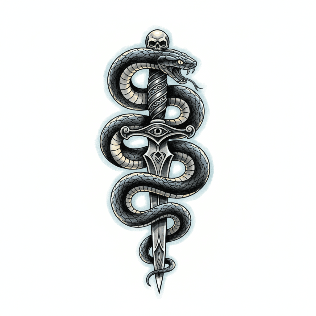 Black & Grey tattoo flash design 24