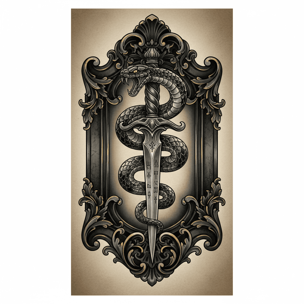 Black & Grey tattoo flash design 25