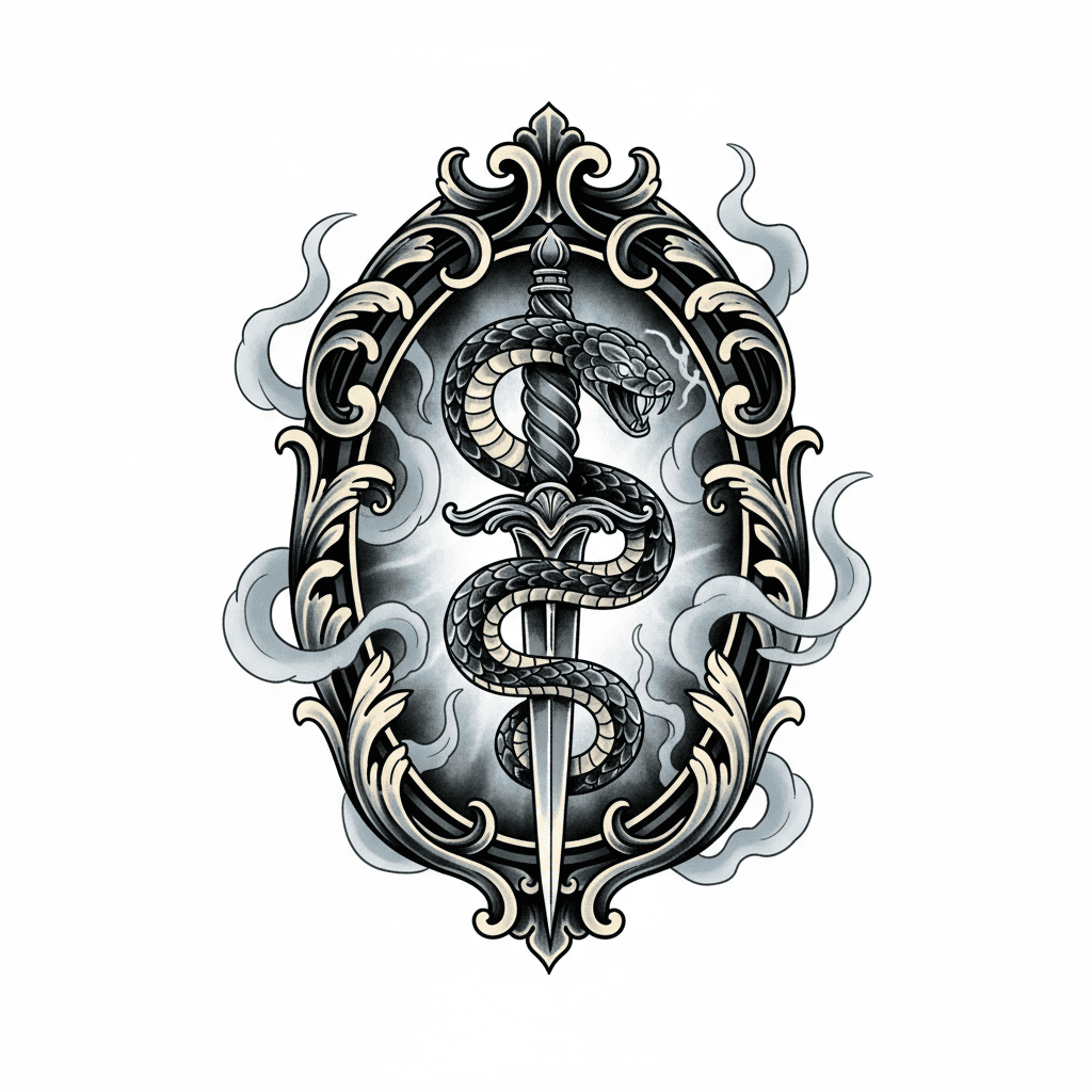 Black & Grey tattoo flash design 27