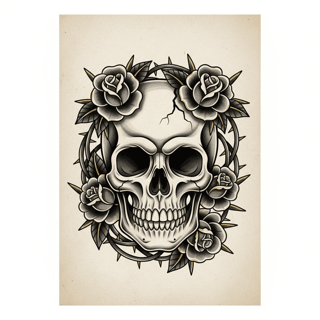 Black & Grey tattoo flash design 46