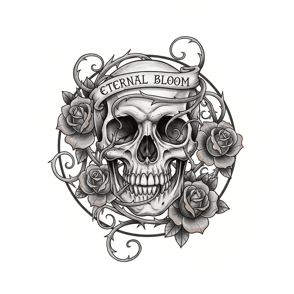 Black & Grey tattoo flash design 59