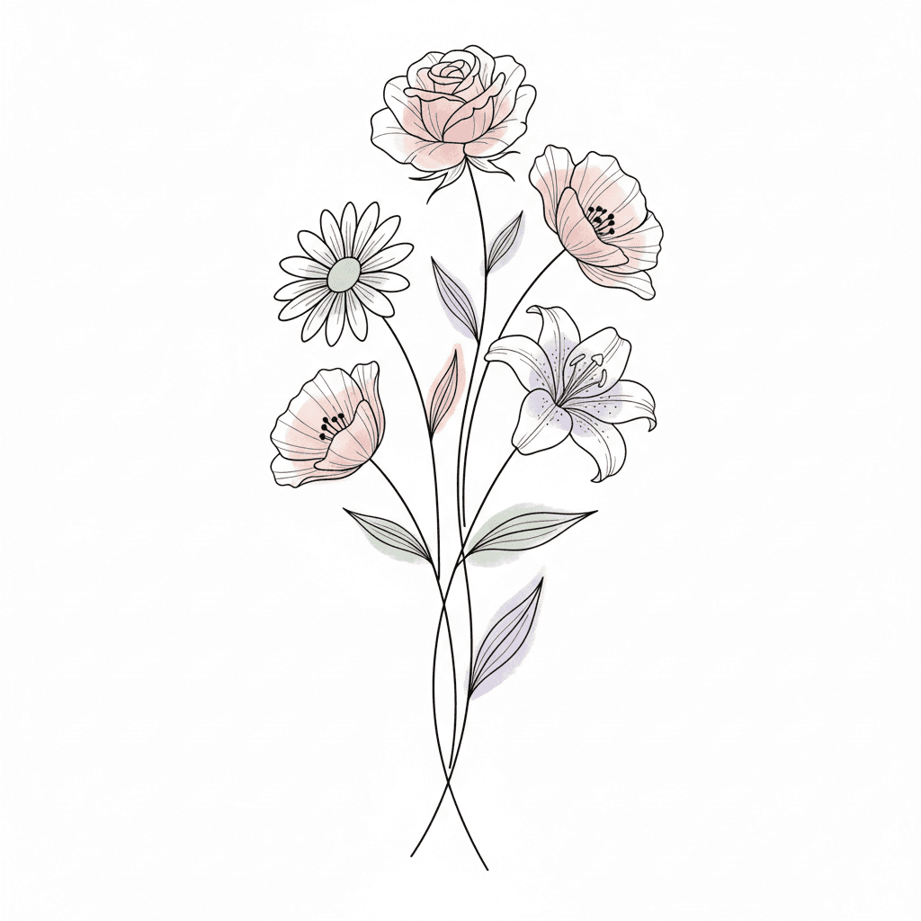 Fine Line tattoo flash design 2