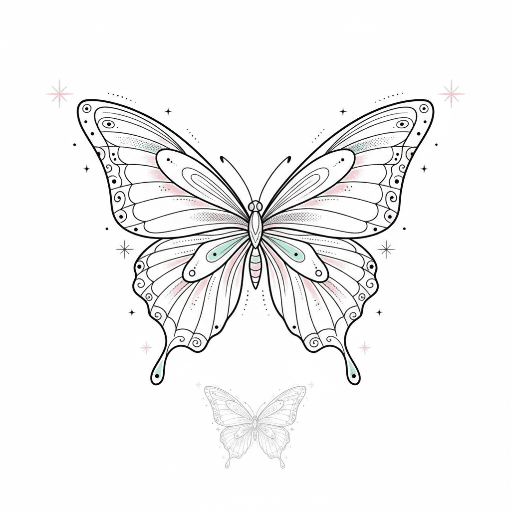 Fine Line tattoo flash design 7