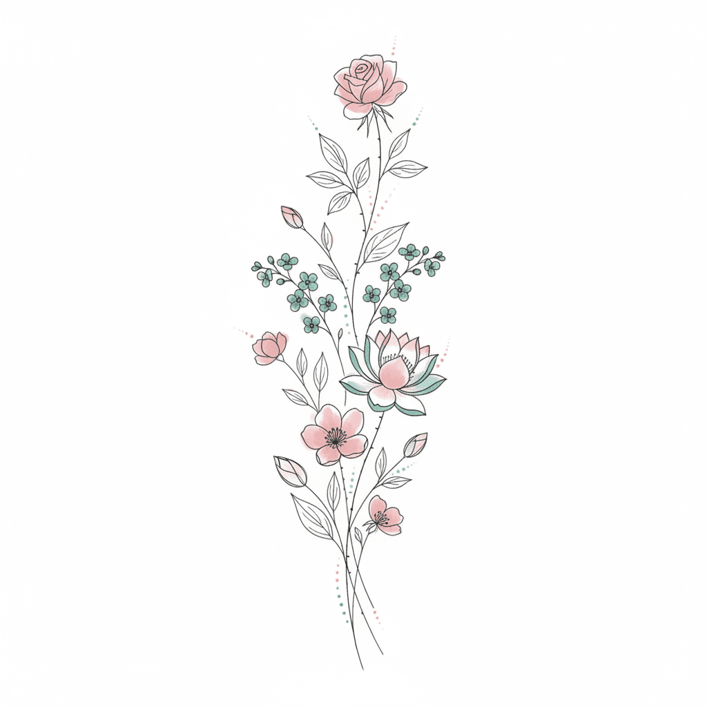 Fine Line tattoo flash design 16