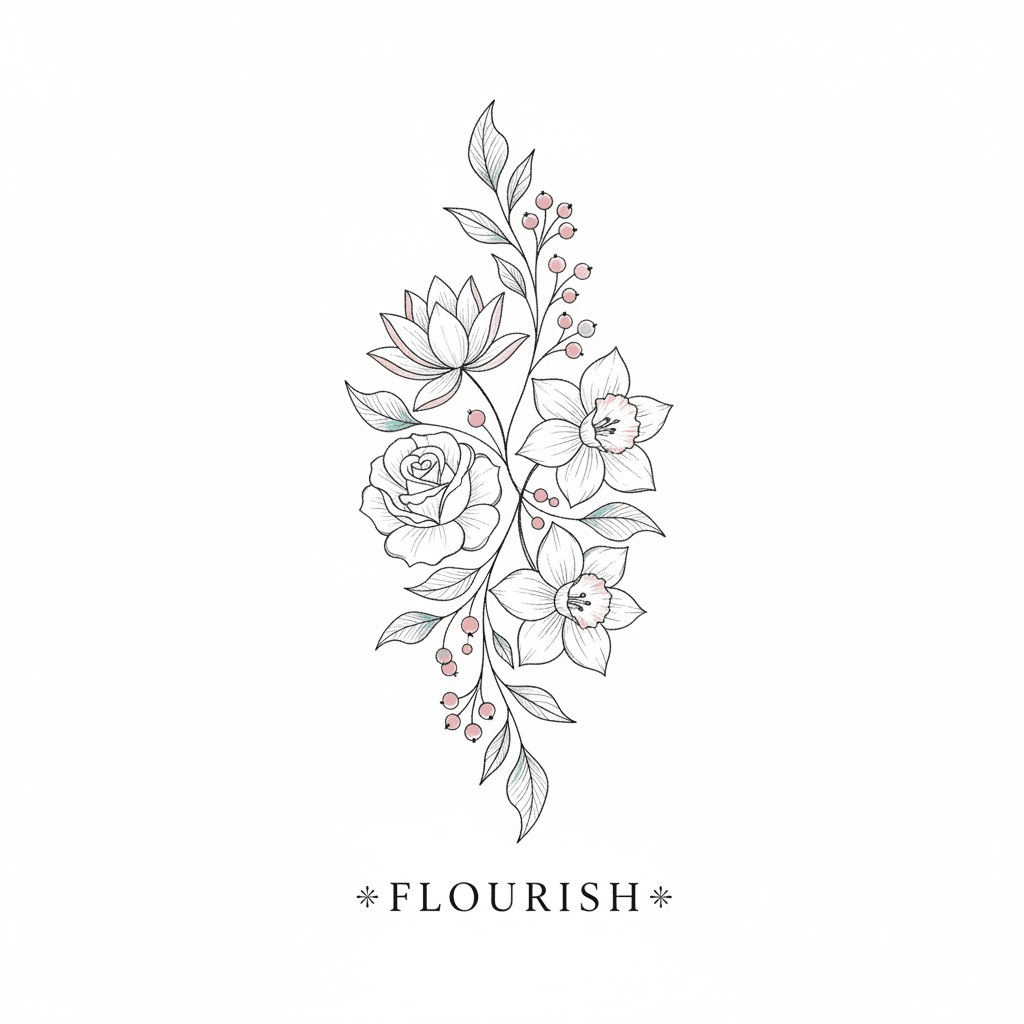 Fine Line tattoo flash design 19