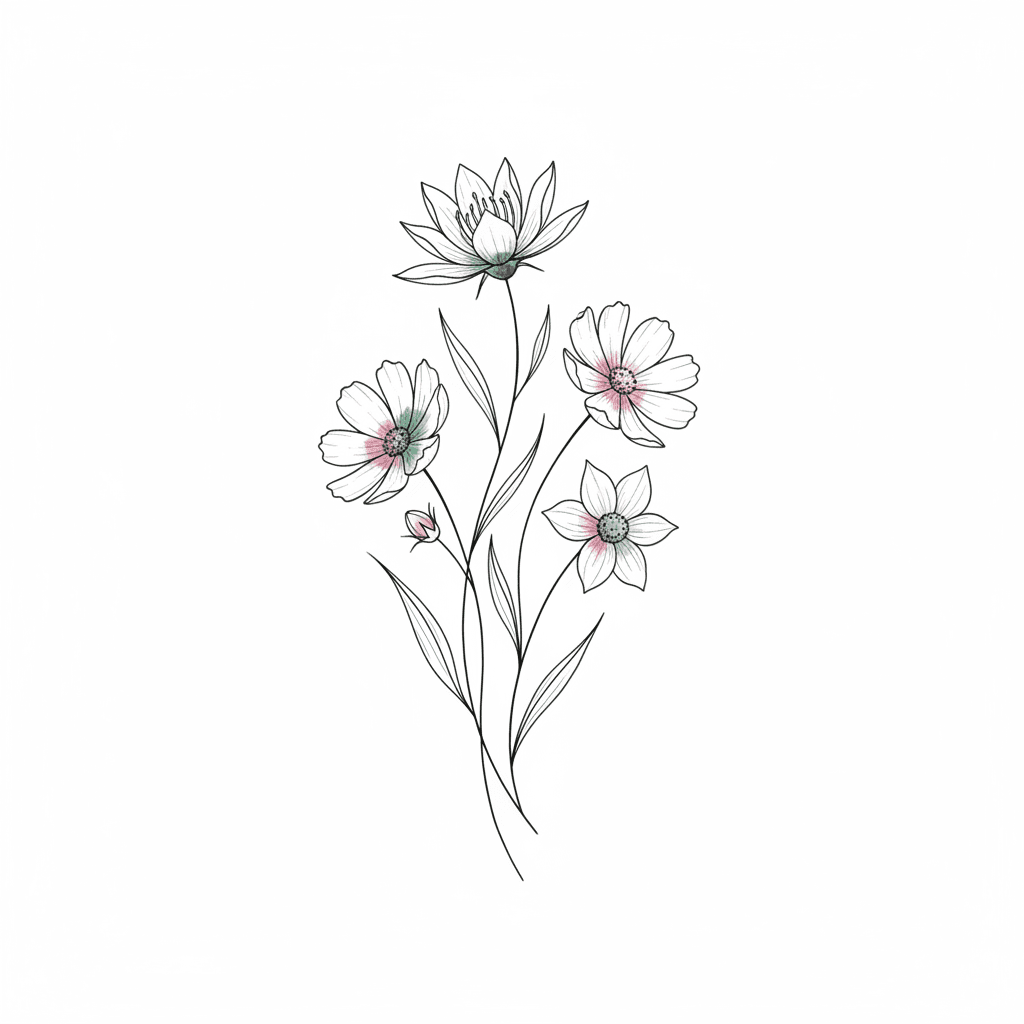 Fine Line tattoo flash design 27