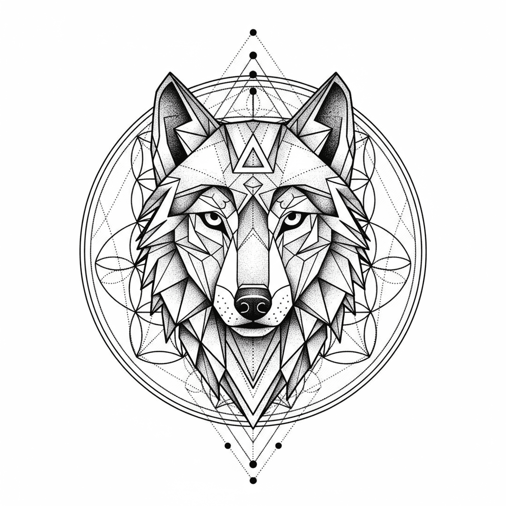 Geometric & Dotwork tattoo flash design 1