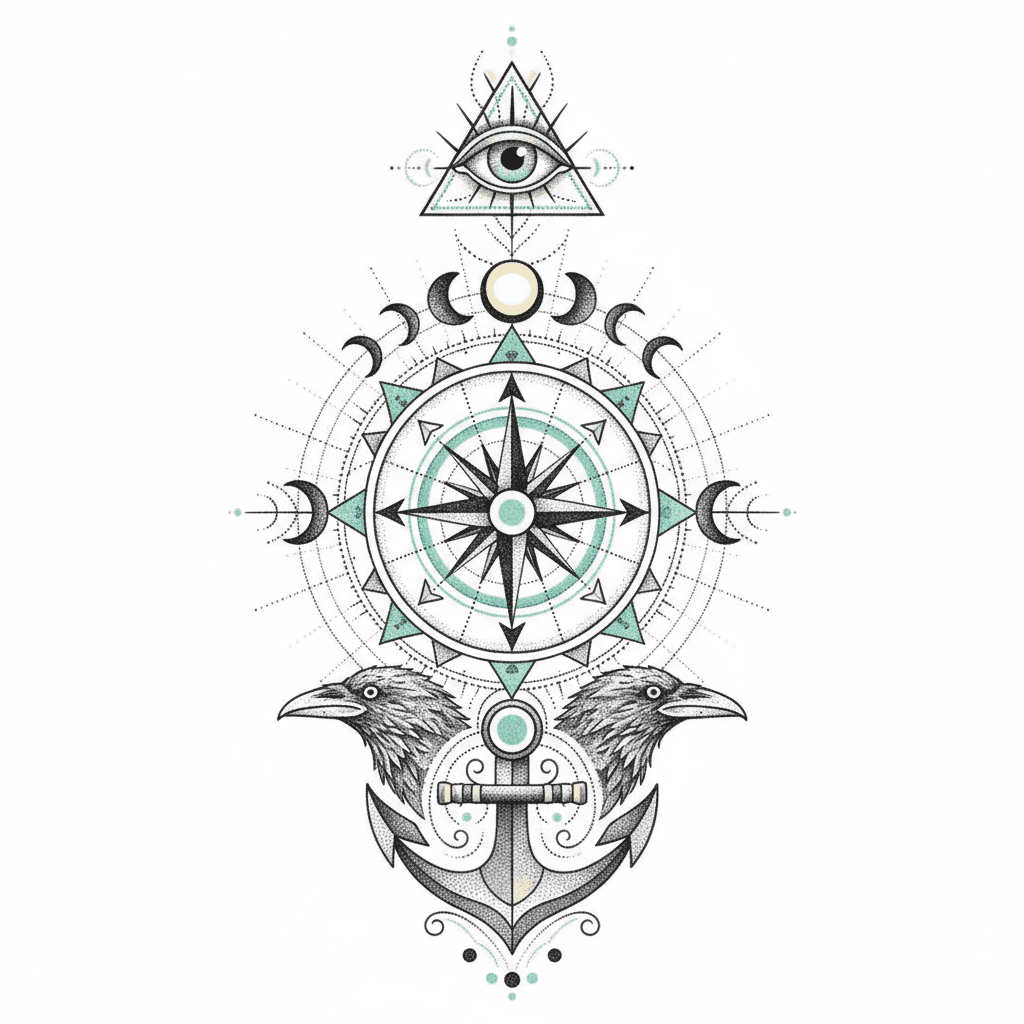 Geometric & Dotwork tattoo flash design 36