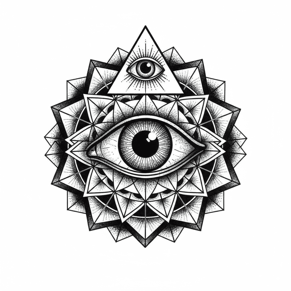 Geometric & Dotwork tattoo flash design 52