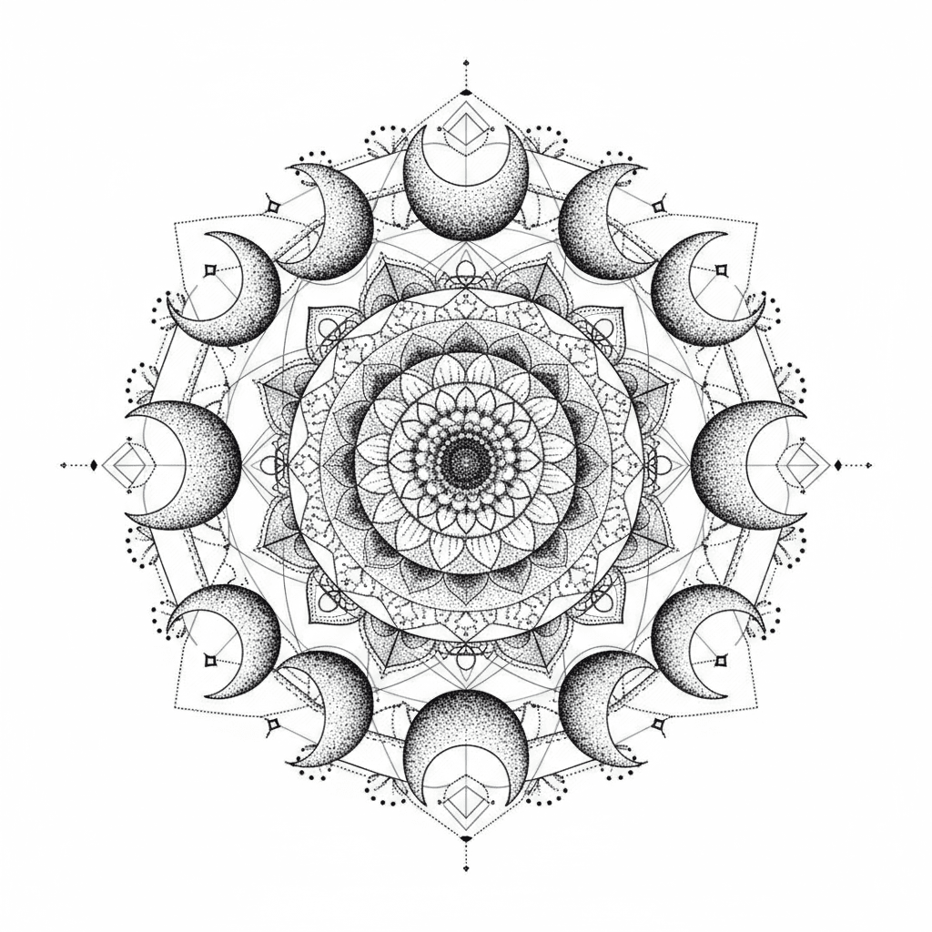 Geometric & Dotwork tattoo flash design 82