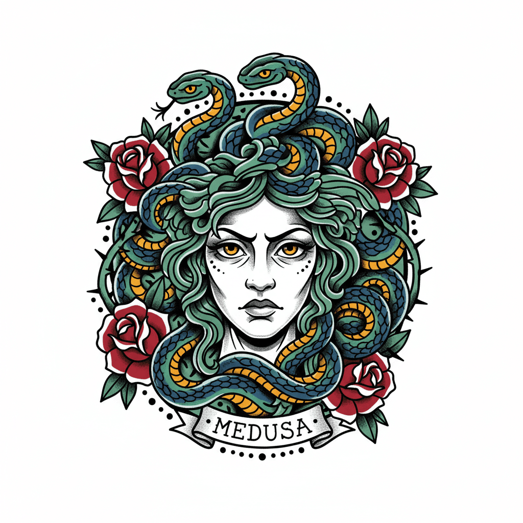Neo-Traditional tattoo flash design 4