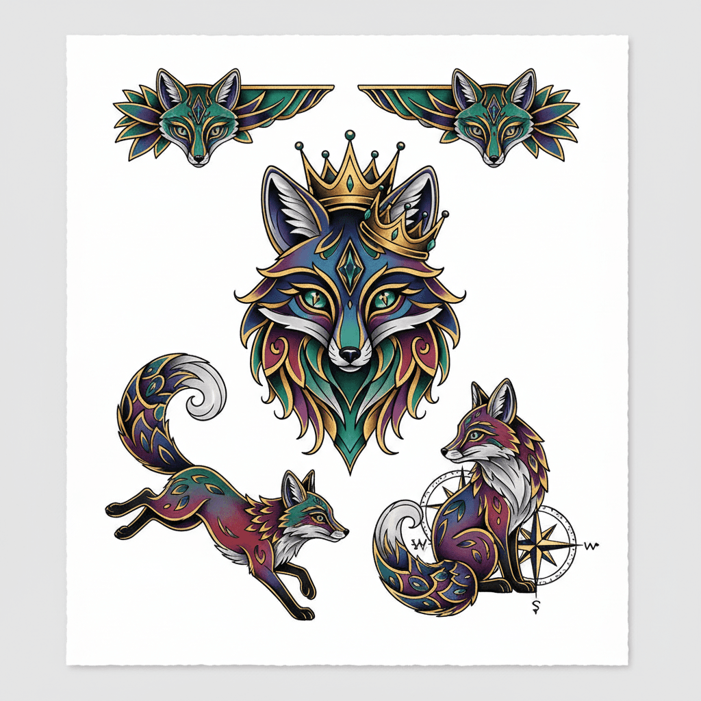 Neo-Traditional tattoo flash design 8