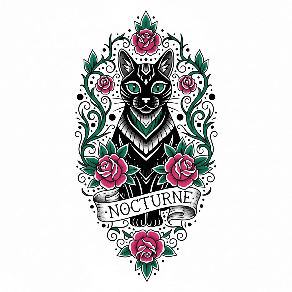 Neo-Traditional tattoo flash design 111