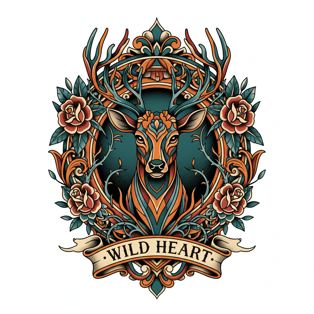 Neo-Traditional tattoo flash design 121