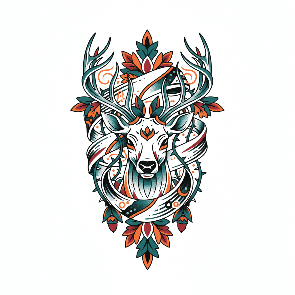 Neo-Traditional tattoo flash design 124