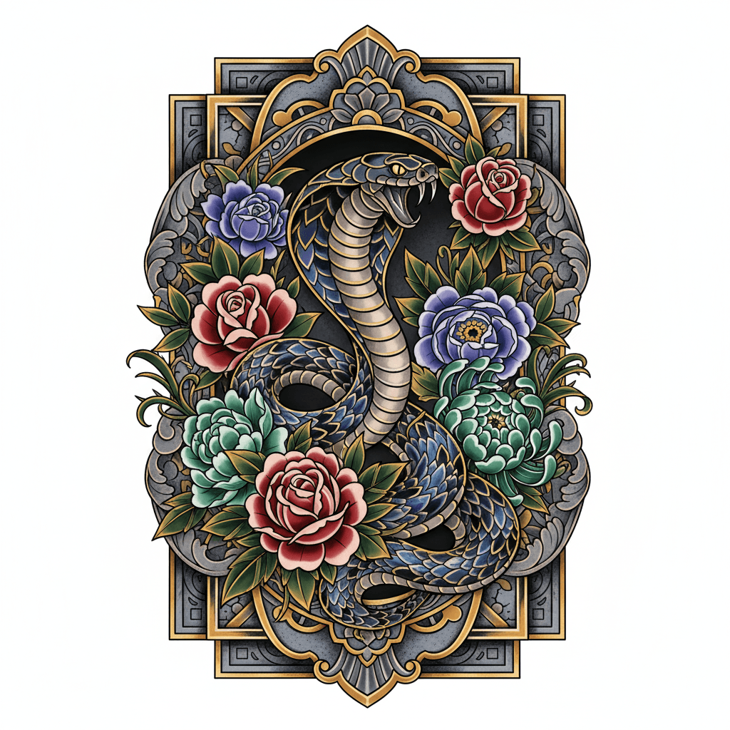 Neo-Traditional tattoo flash design 137