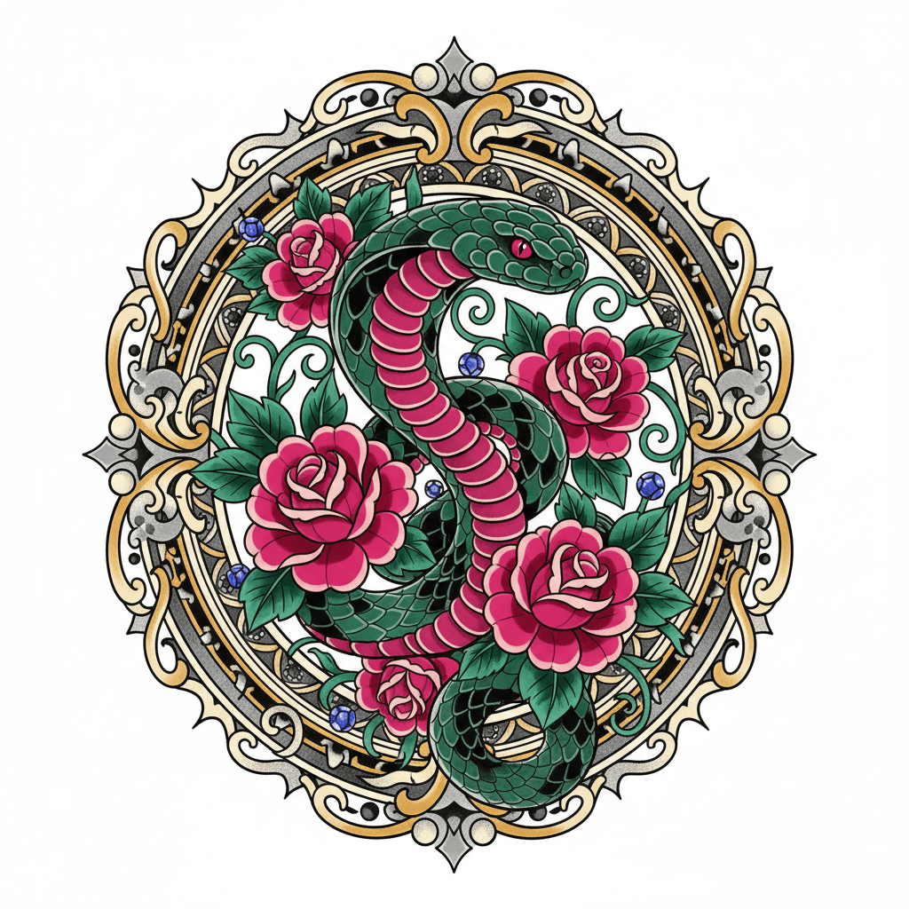 Neo-Traditional tattoo flash design 138