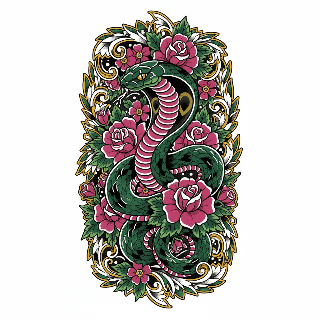 Neo-Traditional tattoo flash design 141