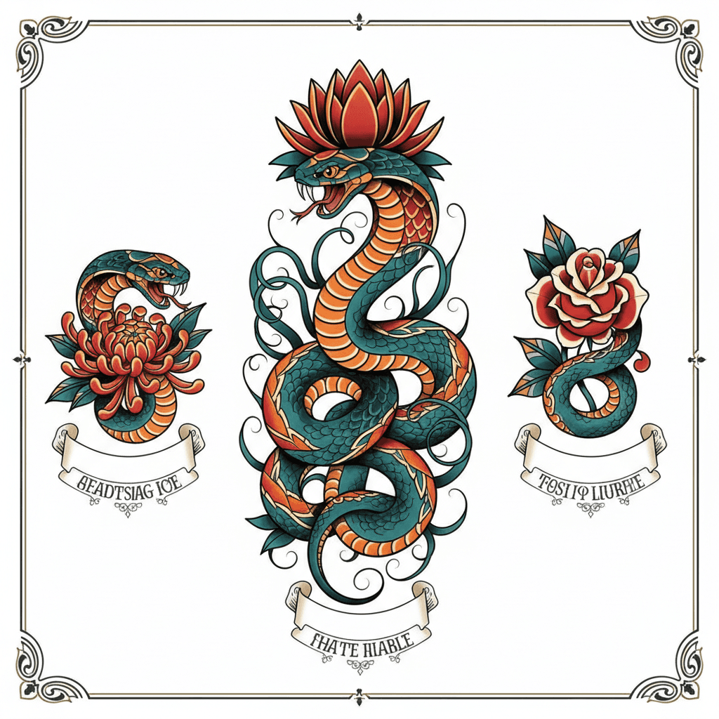 Neo-Traditional tattoo flash design 142