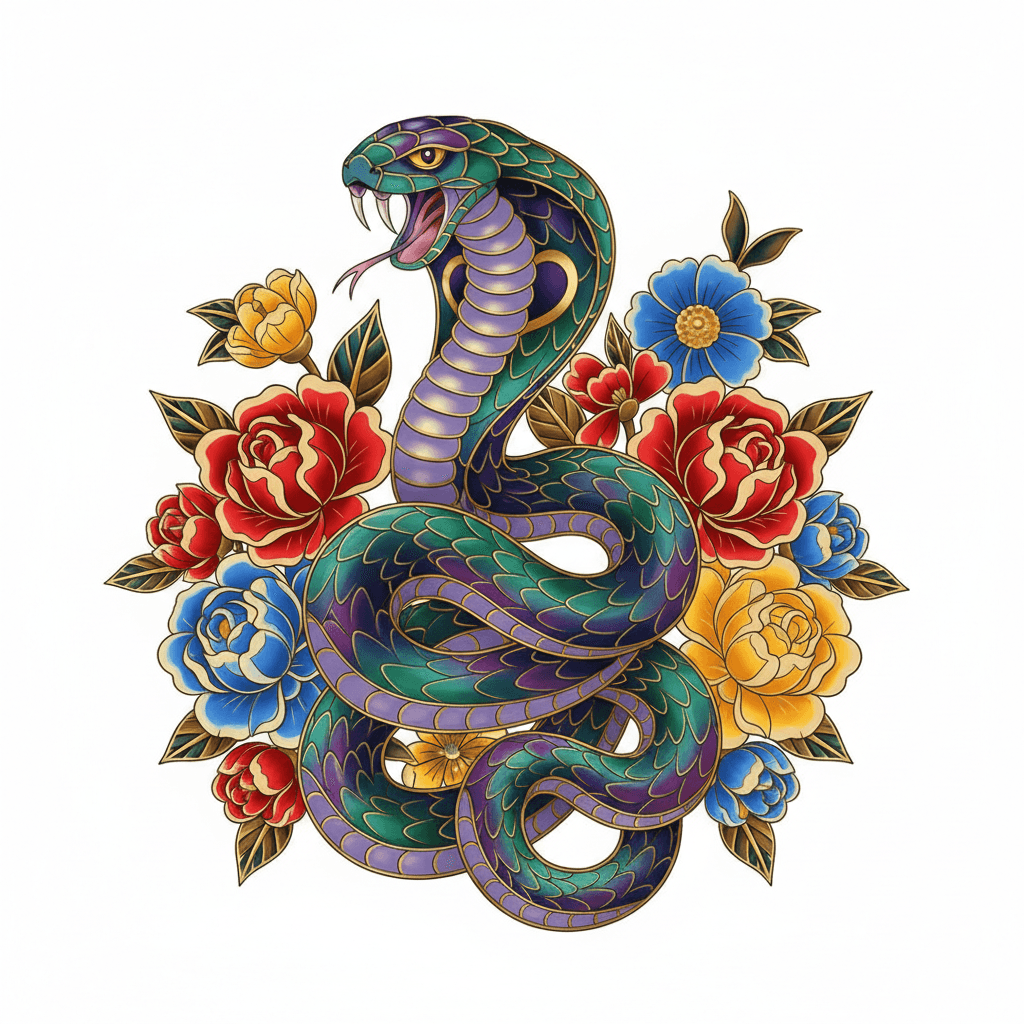 Neo-Traditional tattoo flash design 143