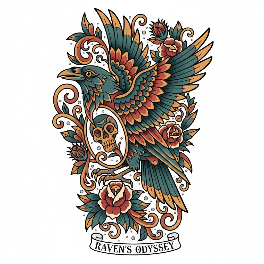 Neo-Traditional tattoo flash design 64