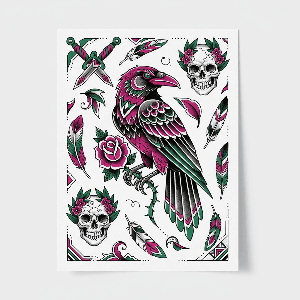 Neo-Traditional tattoo flash design 69