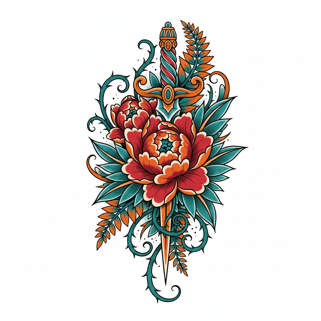 Neo-Traditional tattoo flash design 79
