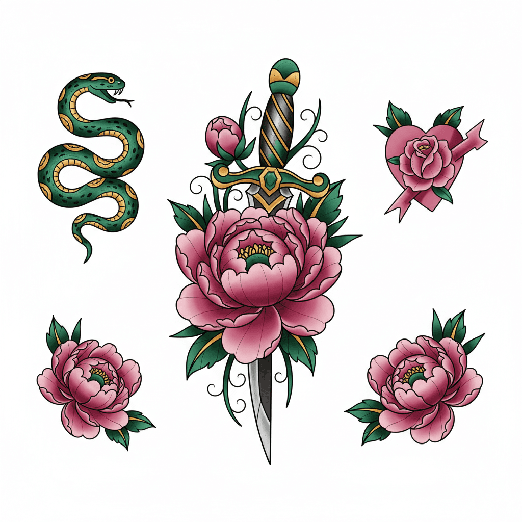 Neo-Traditional tattoo flash design 84