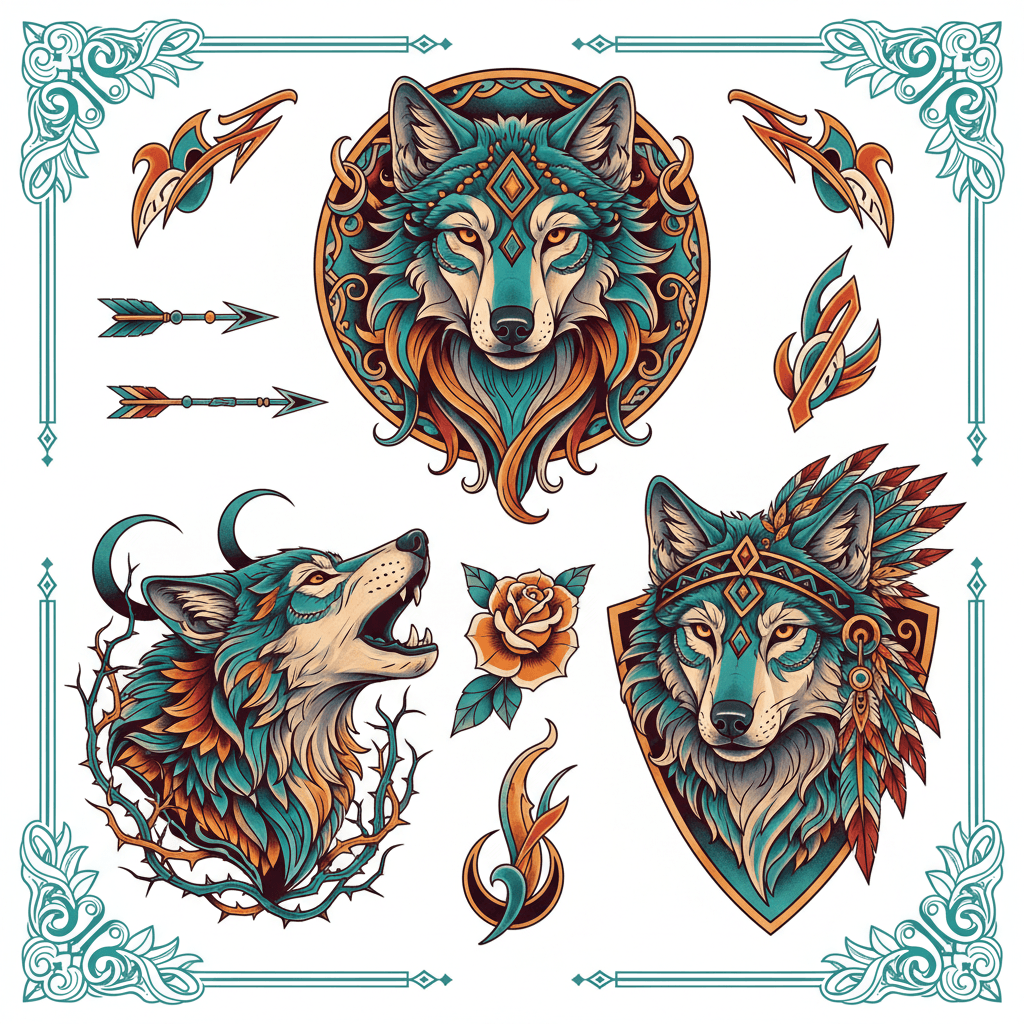 Neo-Traditional tattoo flash design 97