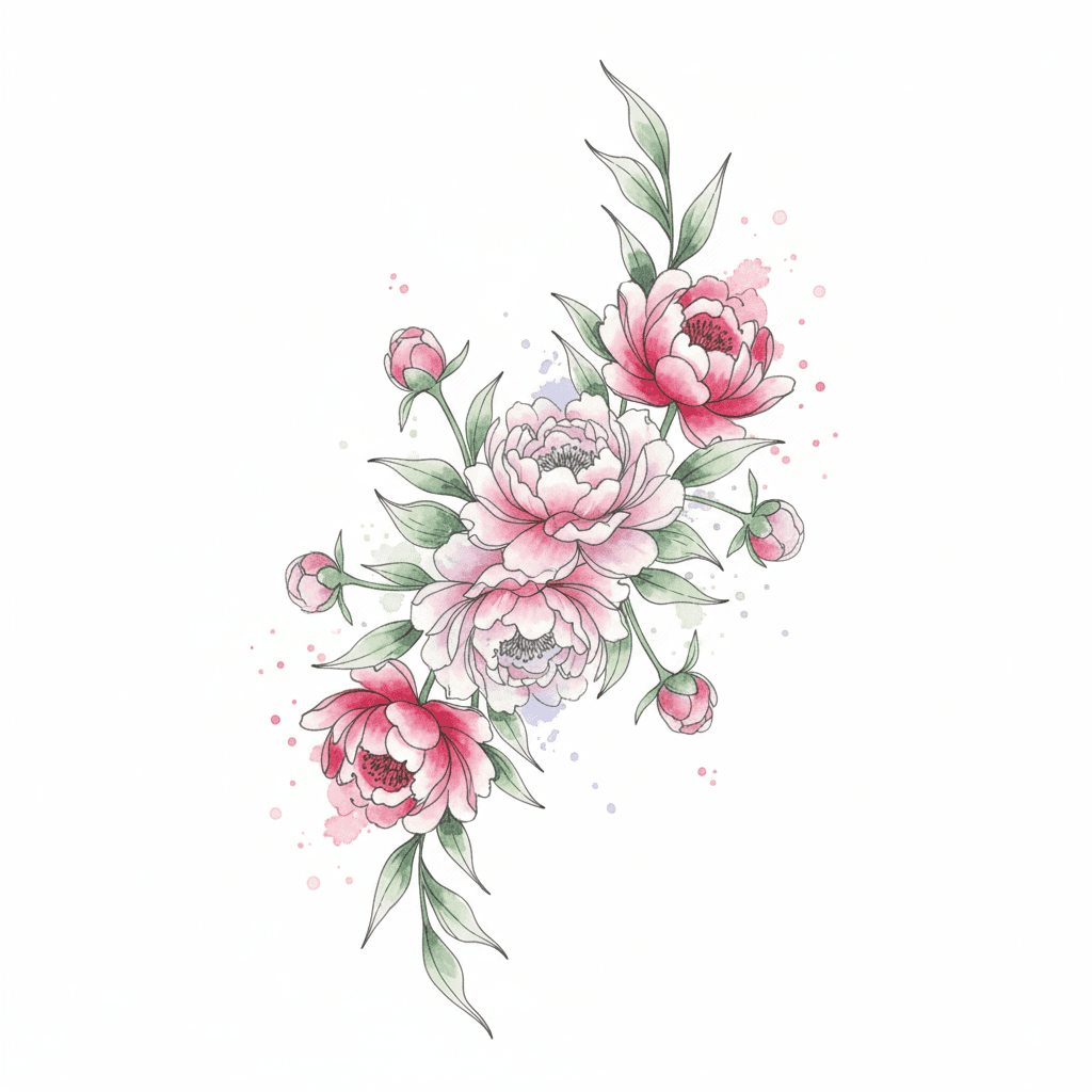 Watercolor tattoo flash design 3