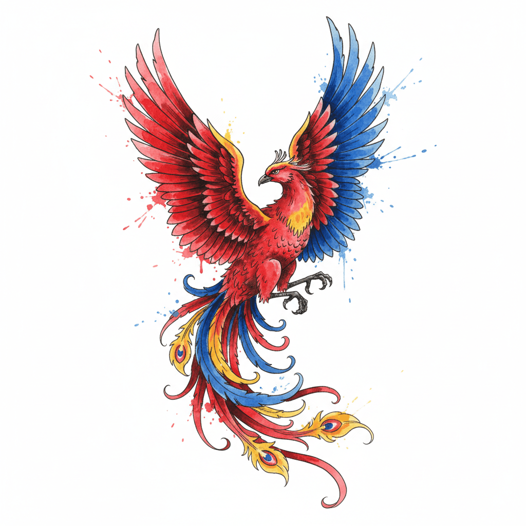 Watercolor tattoo flash design 6