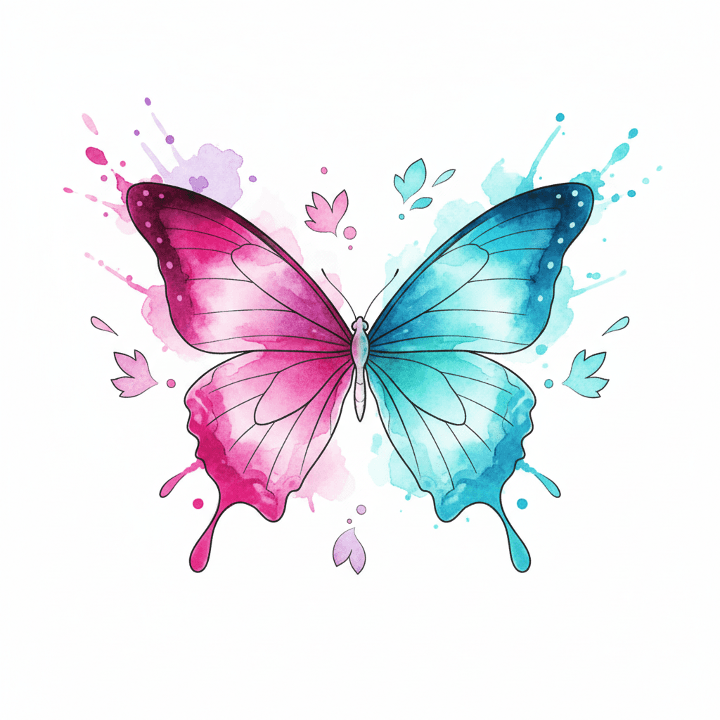 Watercolor tattoo flash design 10