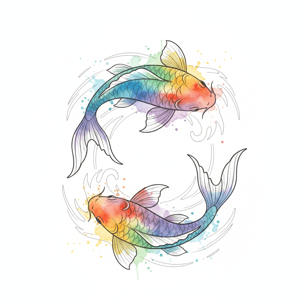 Watercolor tattoo flash design 18