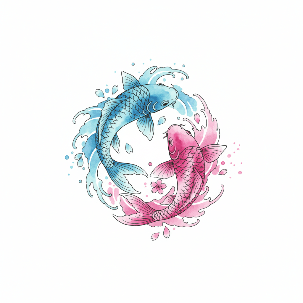 Watercolor tattoo flash design 19