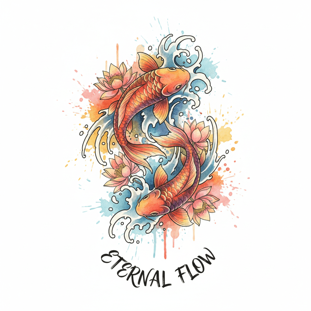 Watercolor tattoo flash design 23