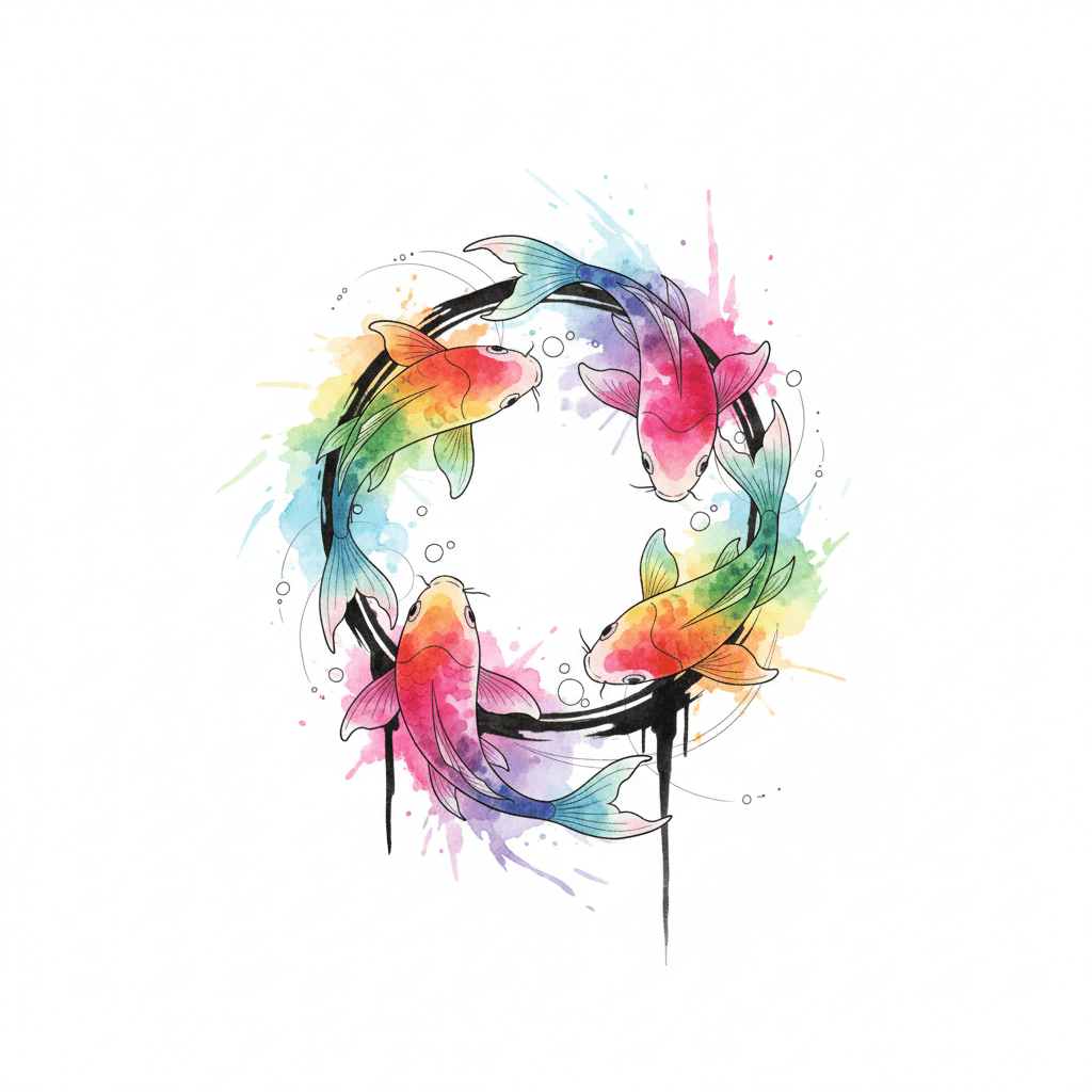 Watercolor tattoo flash design 24