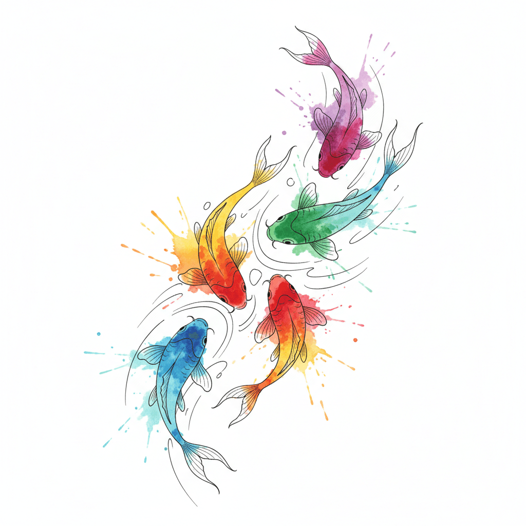 Watercolor tattoo flash design 27