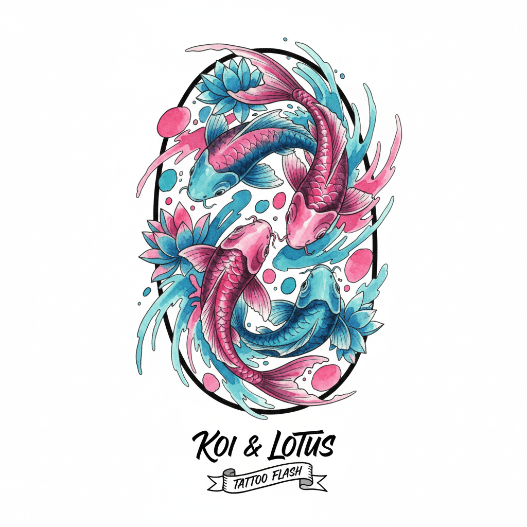 Watercolor tattoo flash design 28