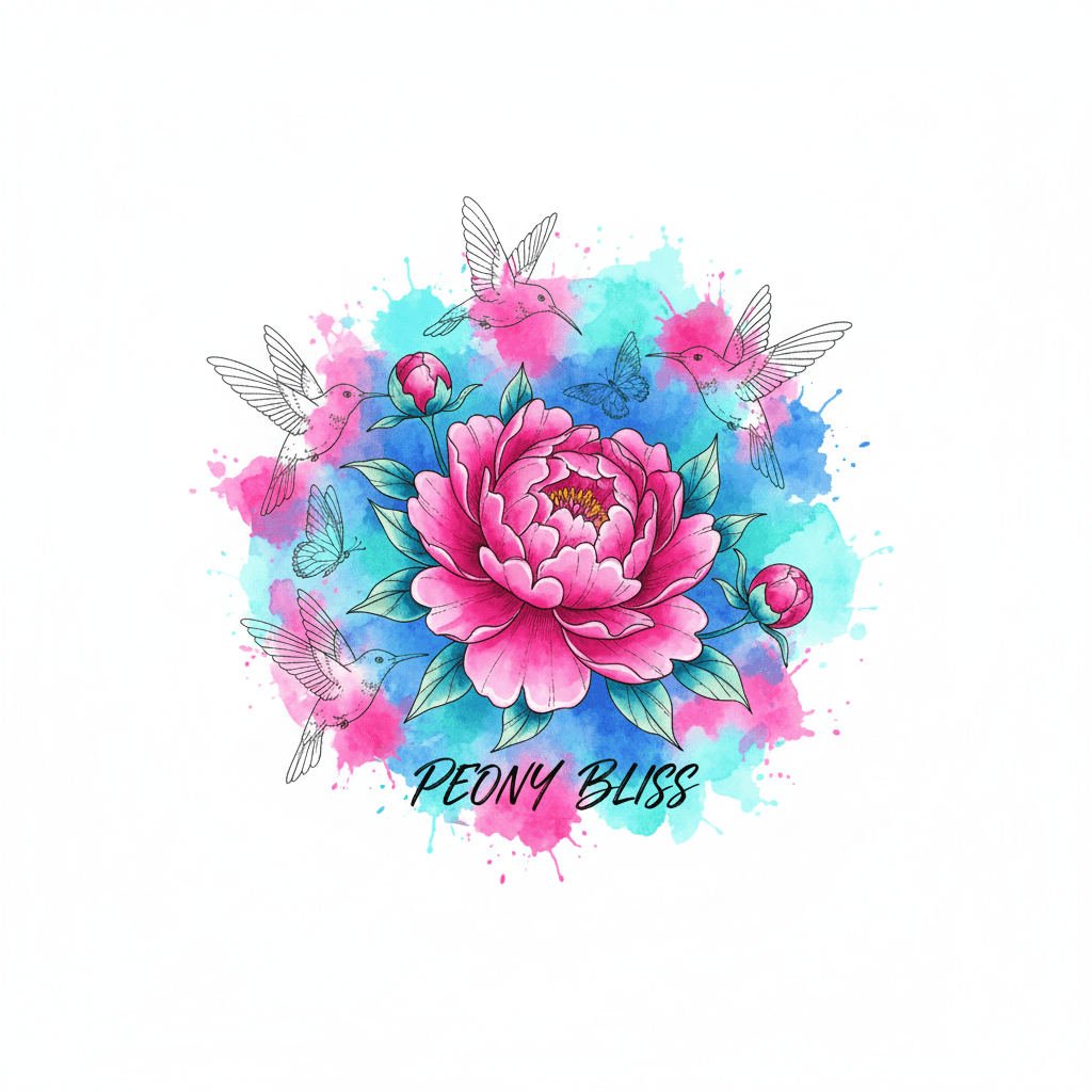 Watercolor tattoo flash design 37