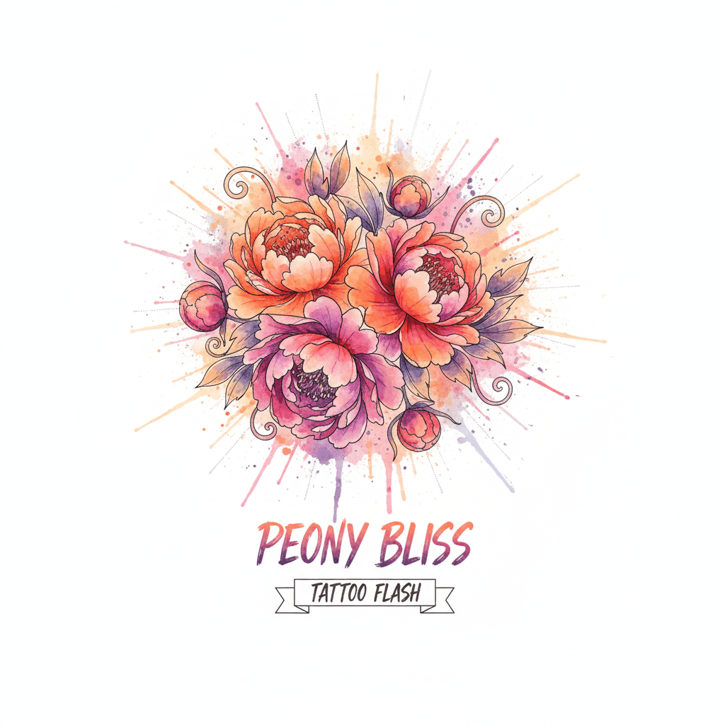 Watercolor tattoo flash design 38