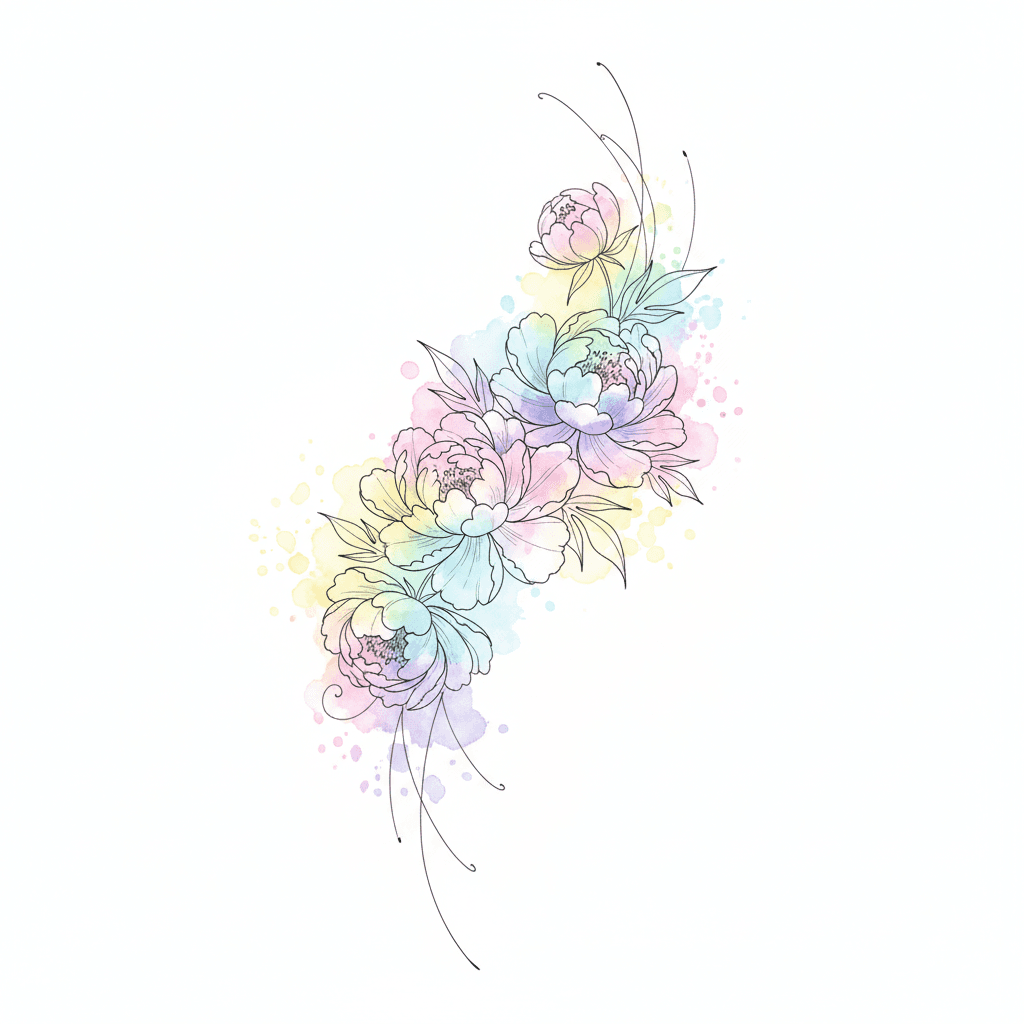 Watercolor tattoo flash design 42