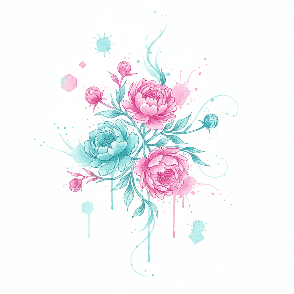 Watercolor tattoo flash design 43