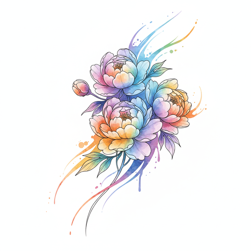 Watercolor tattoo flash design 45