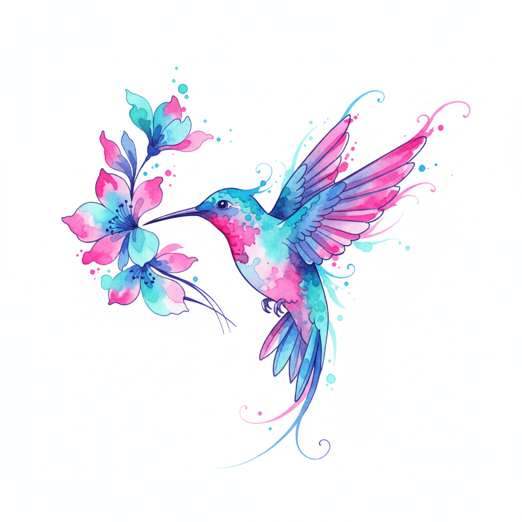 Watercolor tattoo flash design 46