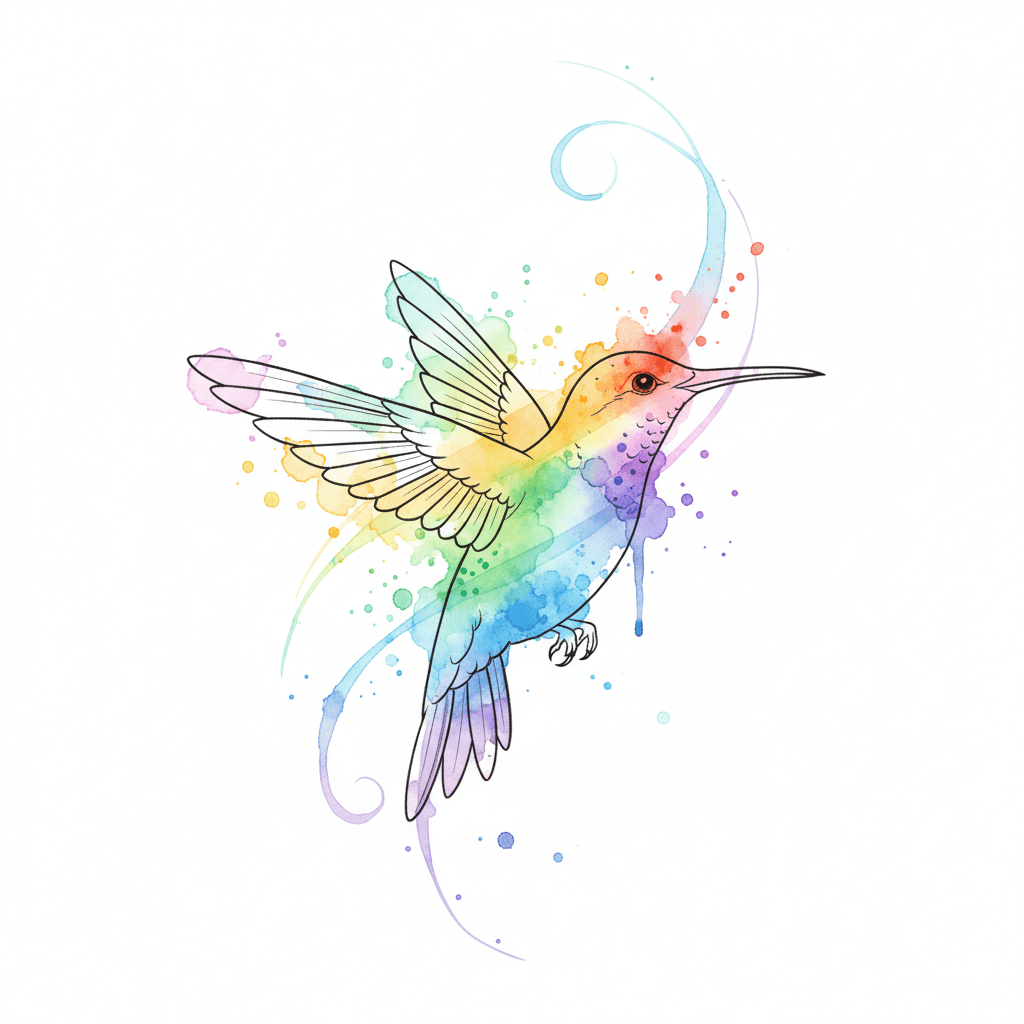 Watercolor tattoo flash design 51