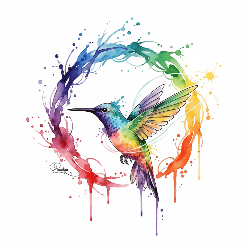 Watercolor tattoo flash design 54