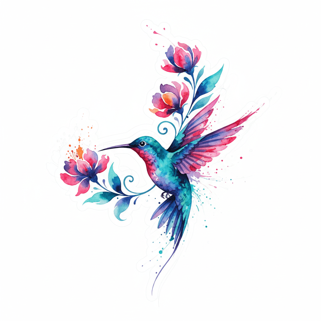 Watercolor tattoo flash design 55