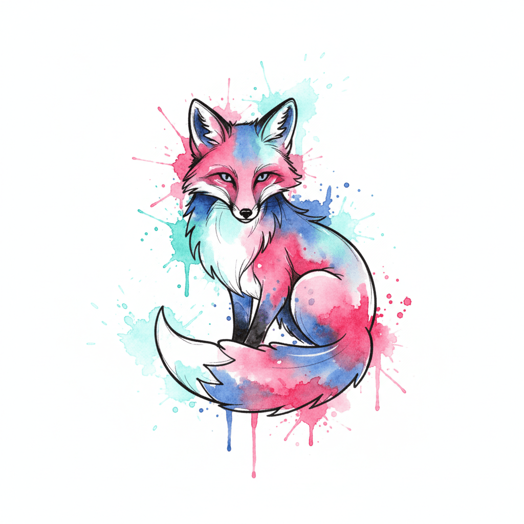 Watercolor tattoo flash design 61